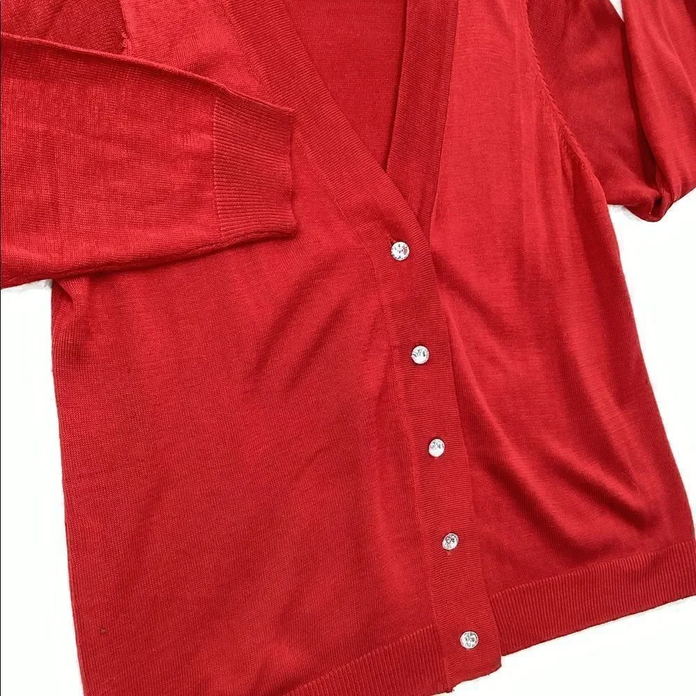 Avenue Red Sweatheart  Cardigan Long Sleeve Sweater Size 18/20